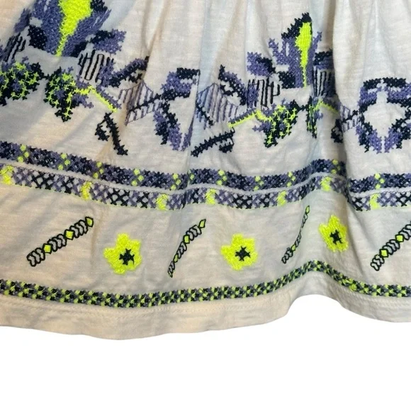 Anthropologie Maeve Neela Embroidered Tank Top XS White Blue Knit Pullover - Picture 6 of 10